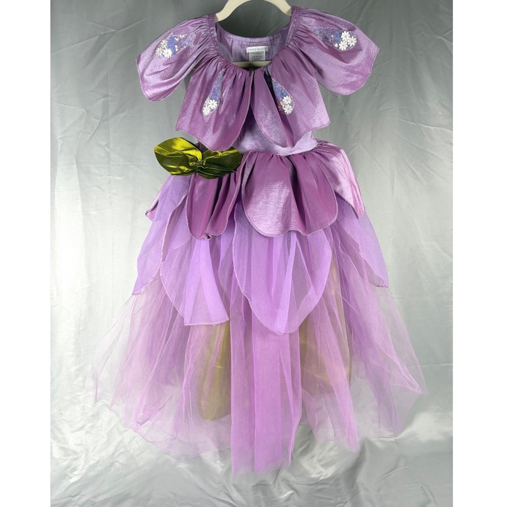 Pottery Barn Kids Light Up Flower Fairy Costume Dress Purple Green Girls 7-8